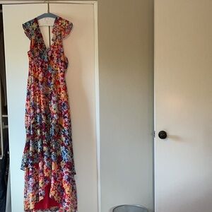 Lulu's Floral Maxi Dress - Red, Blue, Yellow